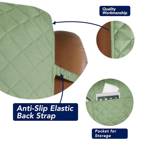 Reversible Recliner Chair Covers Couch Covers for Dogs (Large Recliner / Sage Green/Ivory)