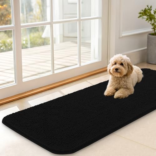 Dog Door Mat for Muddy Paws 47x17 (Black / 47" X 17")