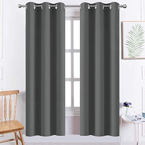 Blackout Curtains 38x72 inch Dark Grey Thermal Drapes (Dark Grey / 38"W x 72"L (Pack of 2))