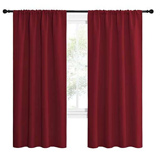 Christmas Burgundy Red Blackout Curtains 72 inches Long (Burgundy Red / 42"W x 72"L (Pack of 2))
