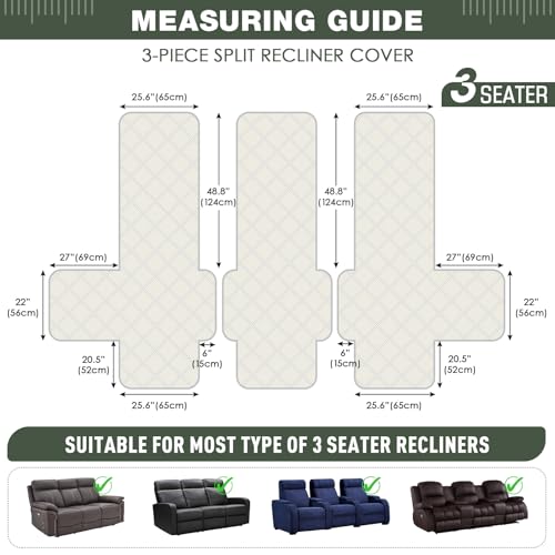 100% Waterproof Recliner Sofa Cover (Sage Green / 3 Seater Standard)