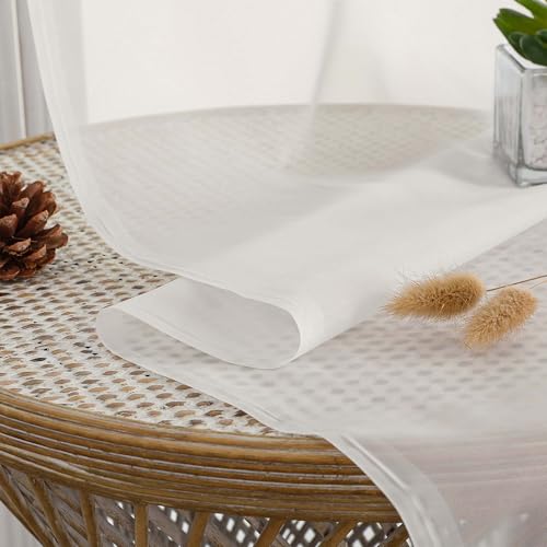 Ivory Sheer Curtains 120 Inch Long 2 Panels for Living Room 59" Wide (Ivory / 59"W x 120"L (Pack of 2))
