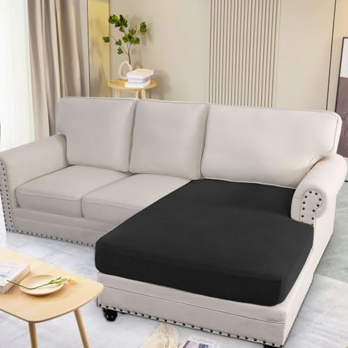 Super Stretch Individual Chaise Cover Sectional Couch Covers for L Shaped Sofa Both Left (Black / Chaise Cover)