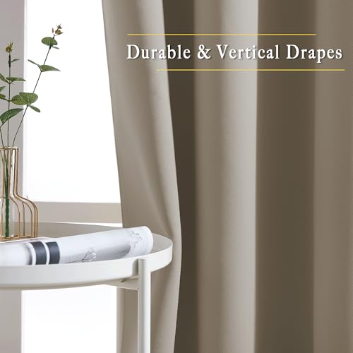 Blackout Short Curtains for Kitchen (Taupe / 34"W x 50"L (Pack of 2))