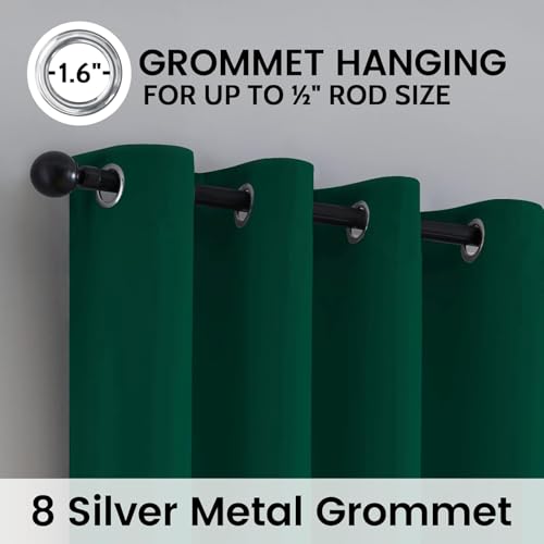 Dark Green 100% Blackout Curtains Room Darkening Living Room 54 (Dark Green / 52"W x 54"L (Pack of 2))