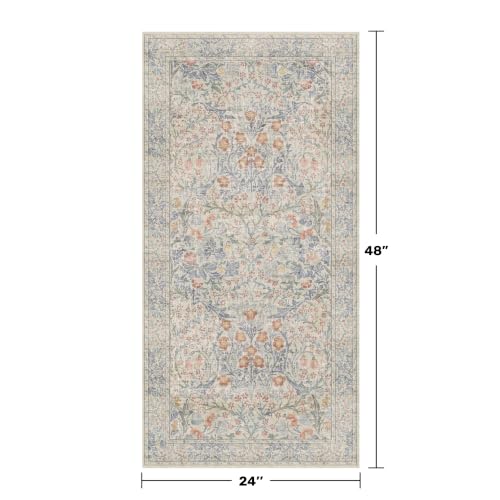 Washable 2x4 Rug Non Slip (Beige Blue / 2' x 4' (Rectangular))