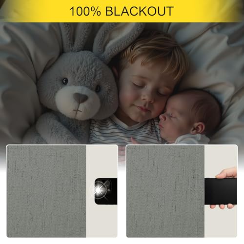Office Curtains for Windows 102 Inches Long 2 Panel Set Blackout Back Tab Pleated Linen Textured Room Darkening Black Out Masculine Curtains for Boys Bedroom Man Cave 102 Length Slate Grey Dark Gray (Grey / 52"W x 102"L (Pack of 2))
