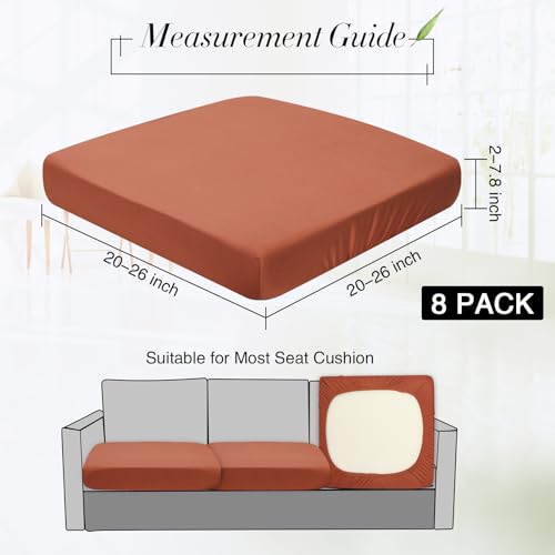 8 Pcs Patio Outdoor Cushion Covers (Terra Cotta / Solid)