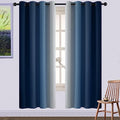 Ombre Curtains Blue and Greyish White for Living Room (52"W x 72"L (Pack of 2) / Blue)