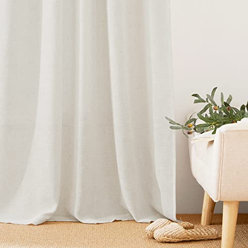Extra Wide Sheer Curtains for Sliding Patio Door Large Window (Linen / 70"W x 63"L (Pack of 2))