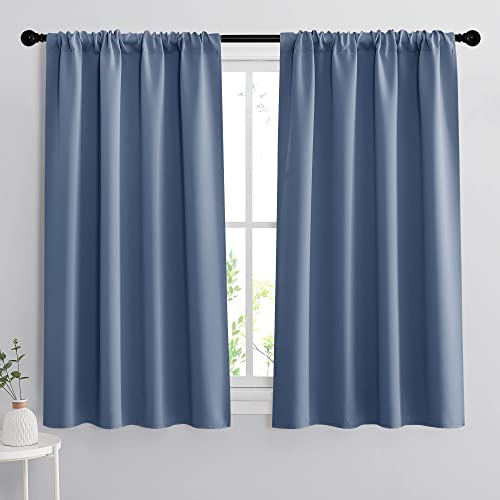54 inch Blackout Curtains for Living Room Bedroom (Stone Blue / 42"W x 54"L (Pack of 2))