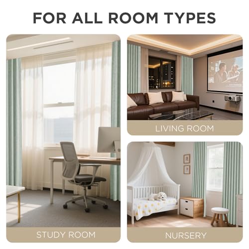 Blackout Curtains for Bedroom (Sage Green / 37"W x 84"L (Pack of 2))