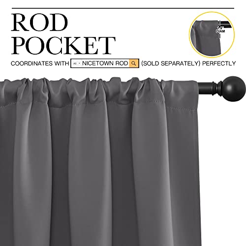 Grey Blackout Curtains for Bedroom 34" Wide x 72" Long 2 Panels (Grey / 34"W x 72"L (Pack of 2))