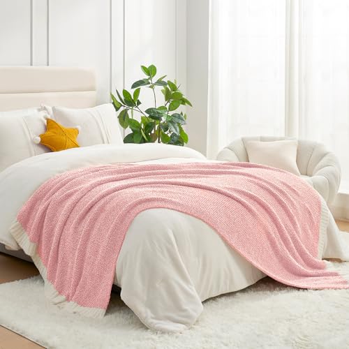 Pink Throw Blankets for Couch (Heather Pink / Throw (50"x60"))