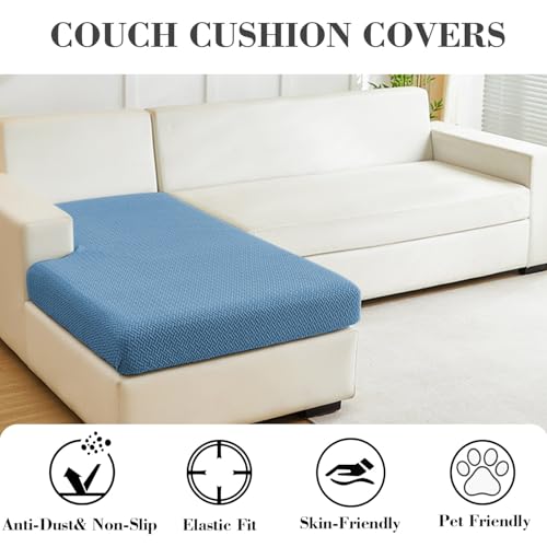 Sofa Covers Couch Covers for Sofa Pet Friendly Couch Cushion Covers Universal Sofa Covers Washable Stretch Slipcovers for Sectional Sofa (Texture Blue / Chaise Cover)