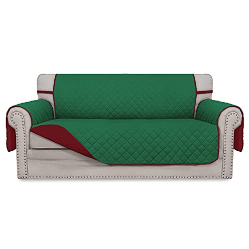 Reversible Couch Cover (Green/Christmas Red / Medium-XL Loveseat)