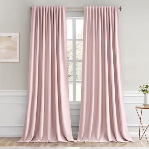 Light Pink Back Tab Blackout Curtains 66x96 Inch Length 2 Panels Set (Light Pink / 66"W x 96"L (Pack of 2))