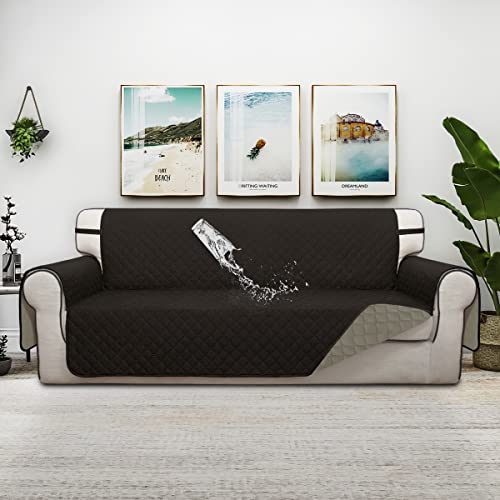 Double Protection 100% Waterproof Sofa Covers for Living Room (Chocolate/Beige / Sofa X Large)