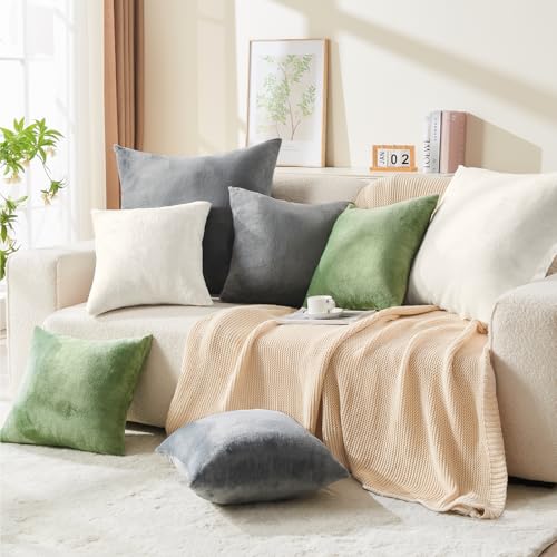 Velvet Pillow Covers with Zipper (Off White / 26" x 26" (Pack of 2))