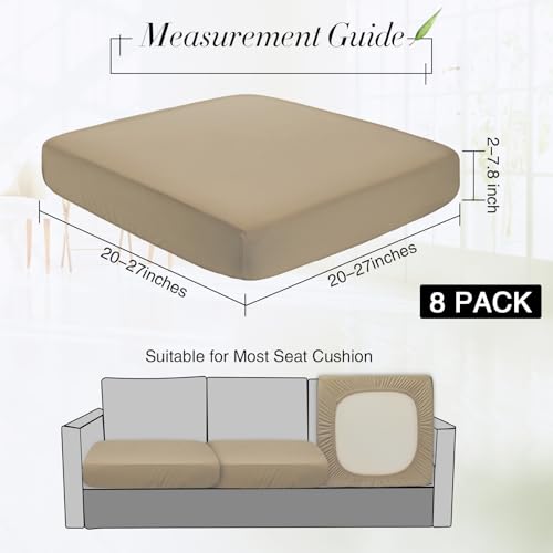 8 Pcs Patio Outdoor Cushion Covers (Khaki Yellow / Modern)