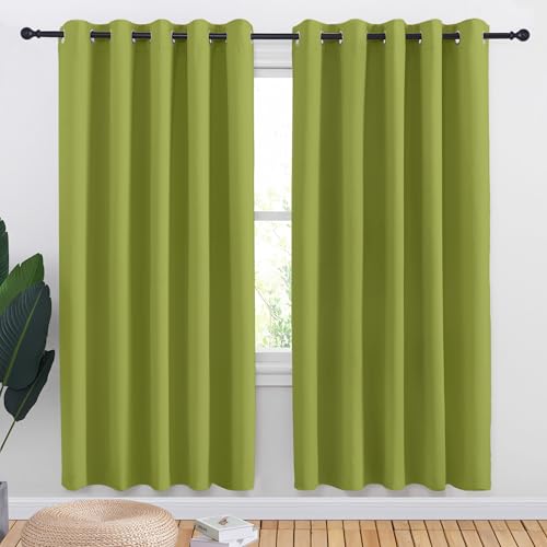 Bedroom Curtains Blackout Drapery Panels (Fresh Green / 70"W x 72"L (Pack of 2))