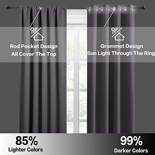 54 inch Blackout Curtains for Living Room Bedroom (Grey / 42"W x 54"L (Pack of 2))