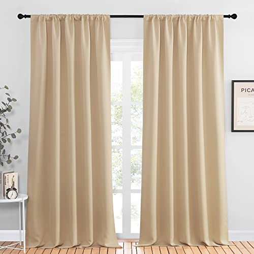 Room Darkening Curtains for Bedroom (Biscotti Beige / 52"W x 95"L (Pack of 2))