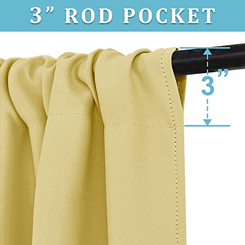 Short Light Yellow Curtains for Small Bedroom Kitchen Cafe Window (Light Yellow / 42"W x 36"L (Pack of 2))