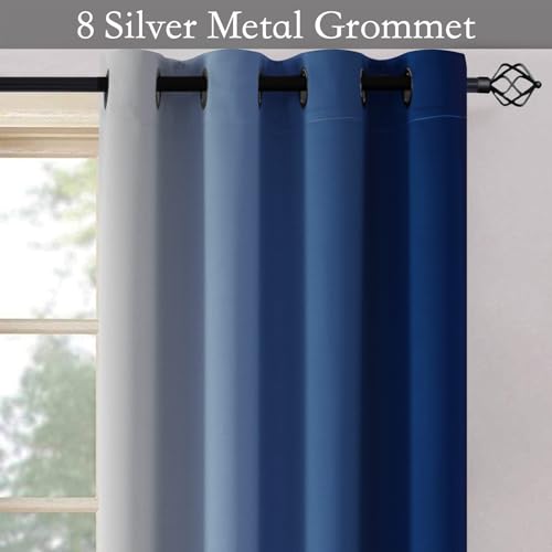 Ombre Royal Blue to Grey White Curtains for Living Room 52Wx84L (52"W x 84"L (Pack of 2) / Royal Blue)