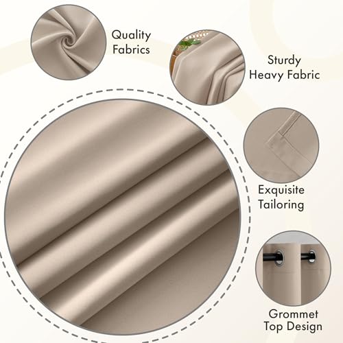Taupe Blackout Bedroom Curtains Drapes 96 Inch Long 52"x96" (Taupe / 52"W x 96"L (Pack of 2))