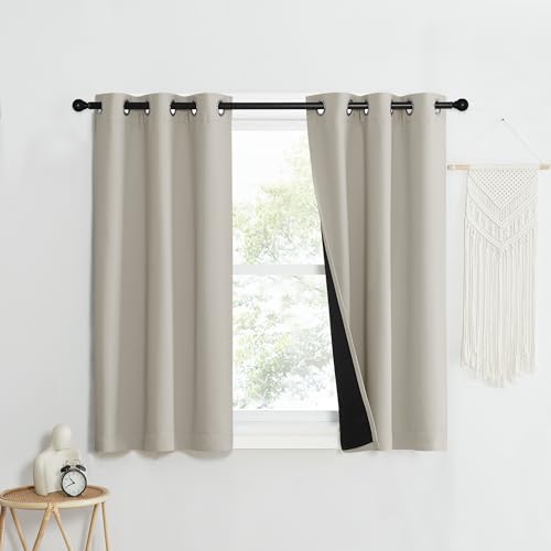 Natural 100% Blackout Lined Curtains (Natural / 37"W x 40"L (Pack of 2))