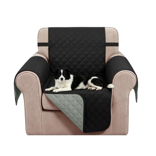 Reversible Recliner Chair Covers (Black/Grey / 23'' Chair)