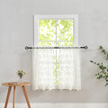 Vintage Lace Curtains Short 2 Panels Victorian Floral Farmhouse Cafe 30 inch Curtains for Basement (Ivory / 26"W x 30"L (Pack of 2))