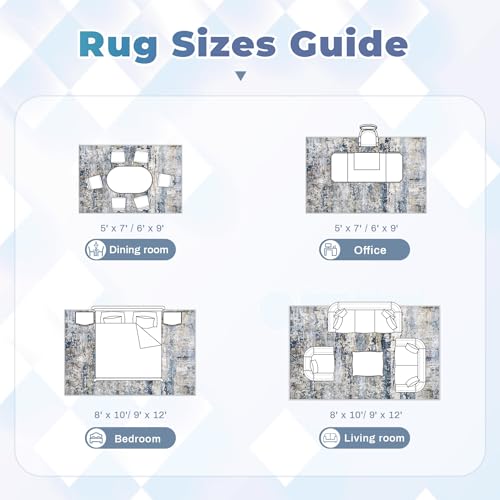 Area Rugs 6x9 for Living Room (Bluegreybrown / 6' x 9' (Rectangular))