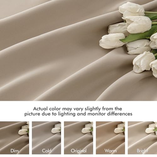 Taupe Back Tab Blackout Curtains 52x96 Inch Long 2 Panels Set (Taupe / 52"W x 96"L (Pack of 2))