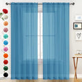 Basic Rod Pocket Sheer Voile Window Curtain Panels Blue 1 Pair 2 Panels 52 Width 108 Inch Long for Kitchen Bedroom Children Living Room Yard（Blue (Blue / 52"W x 108"L (Pack of 2))