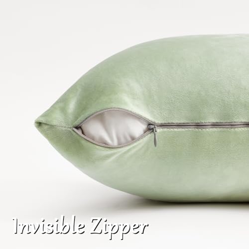 Sage Green Velvet Throw Pillow Covers 18x18 Pack of 2 (Sage Green / 18" x 18" (Pack of 2))