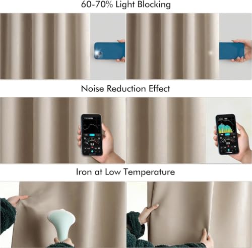 Taupe Back Tab Blackout Curtains 52x63 Inches Long 2 Panels Set (Taupe / 52"W x 63"L (Pack of 2))