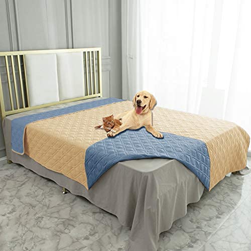 Waterproof Dog Bed Cover Pet Blanket for Furniture Bed Couch Sofa Reversible (82x120 Inch (Pack of 1) / Sand+stoneblue)