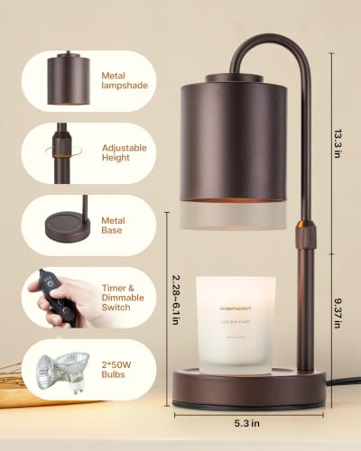 Dimmable Candle Warmer Lamp with Timer (Coffee)
