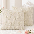Beige Bow Cute Girl Faux Fur Throw Pillow Covers 20x20 Set of 2 (Beige Bow / 20" x 20" (Pack of 2))