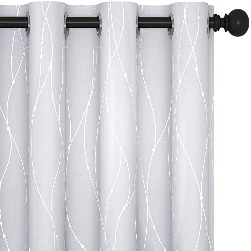 Living Room Curtains 45 Inches Long (Greyish White/Wave Dots / 52"W x 45"L (Pack of 2))
