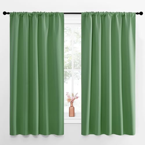 Blackout Curtains for Living Curtains (Froest Green / 52"W x 63"L (Pack of 2))