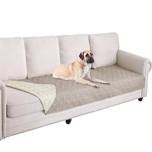 Waterproof Dog Bed Cover Pet Blanket for Furniture Bed Couch Sofa Reversible (30x90 Inch (Pack of 1) / Cream+beige)