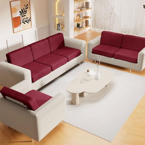 Waterproof Couch Cushion Covers for Pets (Wine Red / Backrest M)