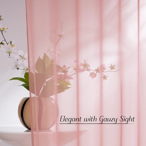 Voile Sheer Baby Pink Curtains for Girls Room (Baby Pink / 54"W x 84"L (Pack of 2))