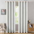 100% Blackout Linen Curtains for Bedroom 52x72 Inch Heathered White (Heathered White / 52"W x 72"L (Pack of 2))