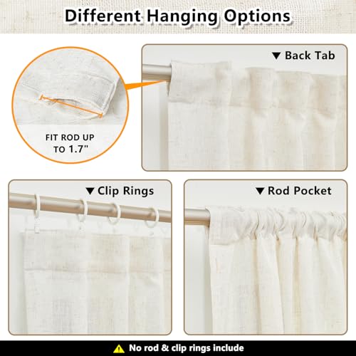 Linen Curtains for Sliding Glass Door (50"W x 102"L (Pack of 2) / Linen)