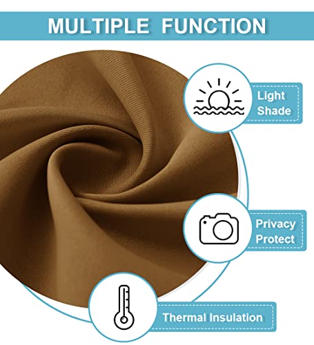 Short Gold Brown Blackout Curtains for Small Bedroom Window Cafe (Gold Brown / 42"W x 36"L (Pack of 2))