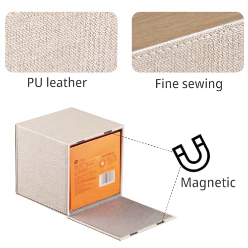 PU Leather Tissue Box Cover Square (Beige+wood / Large)